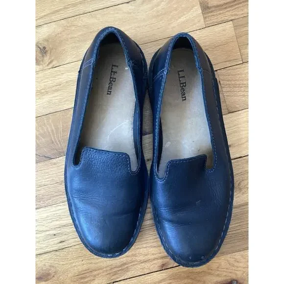 L.L. Bean Stonington Slip-On Shoes Womens 7 M Leather Black Loafers 507146 - Picture 2 of 9